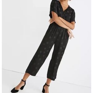 Madewell Women's Wrap-Front Smock-Waist Jumpsuit in Dot Jacquard Extra Small NWT